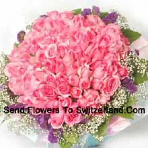 Bouquet de 101 roses roses avec des remplissages
