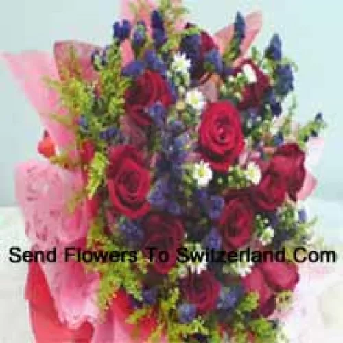 Beautifully Wrapped Bunch Of 11 Red Roses